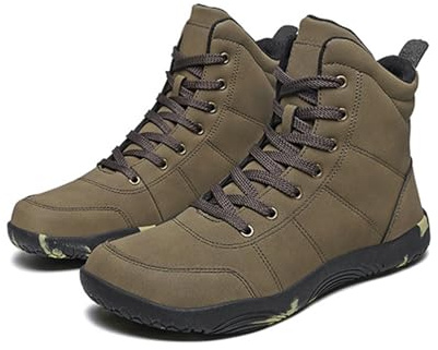 Men'S Suede Barefoot Desert Boots Wide Toe Box Zero Drop Sole Lace Up Non Slip Warm Winter Arch Support Chukka Ankle Boots For Outdoor Hiking Walking Driving (Green,11)
