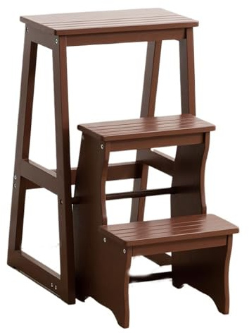 Taburete Plegable Taburete de Escalera de 3 escalones, Silla Plegable de Madera, Banco de Escalada Multifuncional for Descansar o Transportar Objetos Altos. Escalera(CAF�)