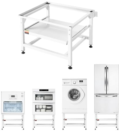 VEVOR Soporte para Lavadora Alto de 430 mm, Base de Lavadora de Acero Resistente, Capacidad de Carga de 318 kg, Pedestal Universal para Secadora con Bandeja Extraíble, Patas Antideslizantes, Blanco