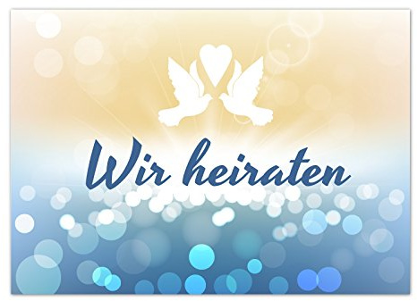 Einladungskarten Manufaktur Hamburg 10 x Save the Date Karten mit Umschlag/Wir heiraten - Moderner Look mit 2 Tauben/Hochzeit/Liebe/Heirat/Einladung