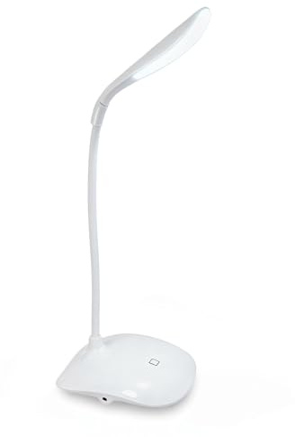 Eaxus® LED Schreibtischlampe - USB oder Batterien. Flexibel biegbar, Dimmbar, Weiß