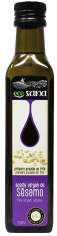 Aceite de Sesamo BIO Ecosana Drasanvi Vegano en 250ml Natural Sin Gluten | Certificado BIO, Rico en Acidos Grasos Saludables, Ideal para Aderezar Platos Asiaticos y Ensaladas, Vegano Diariamente