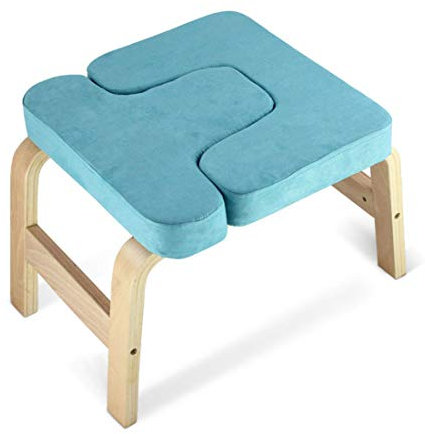 KUANDARYJ Kopfstandhocker, Tragfähigkeit Mit Verdickte Kissen Für Yoga-Übung Fitness Yoga Stuhl Abnehmbar Hilfe Trainer Kopfüber 150kg, Blue-A
