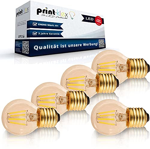 Print-Klex GmbH & Co.KG 5x LED Leuchtmittel Filament Vintage in Birnenform klein G45 E14 4W 2200K Warmweiß Retro Lampe Glühbirne Antik