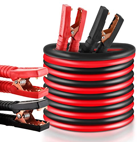 Holdfiturn 6M Booster Cables 3000Amp Heavy Duty Cars Jump Leads Professional Battery Start Cables Colour Coded Clamp Anti Tangle Leads Jump Start Leads for Cars Vans (6M 3000Amp)