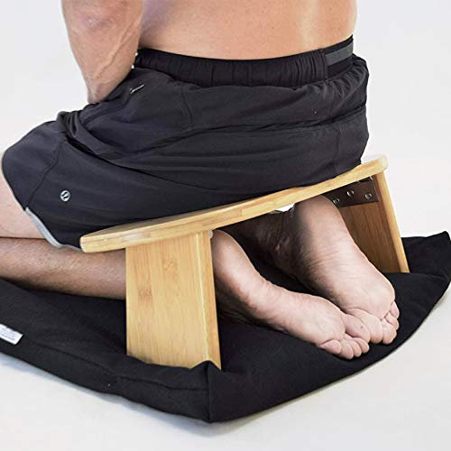 Yclty Kniende Meditationsbank Klappbar, Perfekter Kniender Hocker Ergonomische Bambus - Inklusive Tragetasche