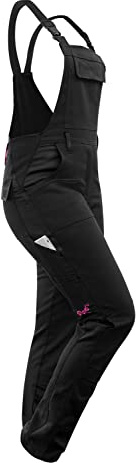 strongAnt Salopette de travail extensible pour femme avec poches genouillères - Noir Gris Blanc