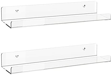 ddLUCK Scaffali galleggianti acrilici 2 confezione, 15 pollici parete in acrilico invisibili, da parete per bambini, libreria, portaspezie, bagno, per cosmetici, foto, libri, spezie