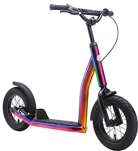 STAR SCOOTER Kinder Tret Roller ab 7 Jahre | City Kick Scooter Luftreifen Höhenverstellbar 12 Zoll New Gen | Chrom