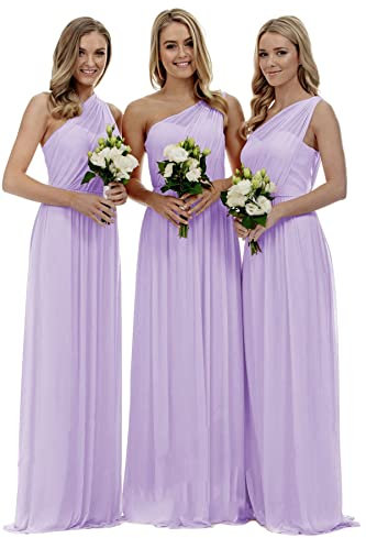 dinavian Vestido de gasa con un hombro descubierto para mujer, para fiesta de noche, baile, boda, dama de honor, Lila, 52