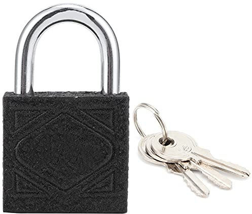 Restokki Lucchetto in Ferro Rinforzato con Lucchetto a Perno con Nucleo in Ottone e Serratura per Porta in Ferro Nero Addensato per Lucchetto Portatile per dormitorio Domestico(50MM)