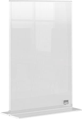 Nobo Panel Publicitario Acrílico con Soporte, Tamaño A5, Sin Marco, Doble Cara, Soporte de Sobremesa Integrado, Premium Plus, Transparente, 1915595