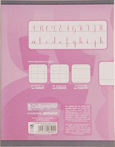 Kalligraf 108504C - en uppsättning med 20 praktiska anteckningsböcker (8000-sortiment av Clairefontaine) 32 sidor 17 x 22 cm 90 g linjer 18 mm och vita enfärgade sidor, blandade färger