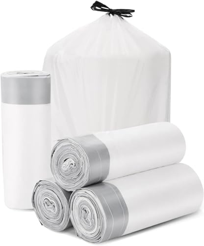 Kleiner Müllsack mit Kordelzug für kleine Mülleimer8 Gallon, Büro, Küche, Badezimmer, Müllbeutel, verdickt, dehnbar (100 Stück) (Grau)