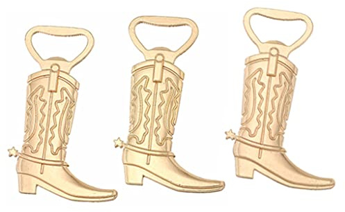 Kinteshun Cowboy Boot Bottle Opener for Wedding Party Favor (12pcs,Gold Tone)