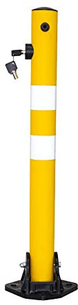 Reflective Parking Barrier - Yellow | 65CM Easy Operate Anti Manual Lock | Plastic Anti Parking Bollard | Screw Fixing Parking Barrier Post with Key Lock (1)
