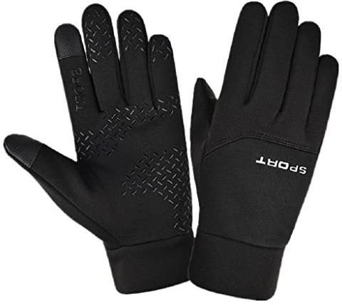SOLO ACTFIT Guantes Cálidos de Invierno Impermeables Guantes de Ciclismo Pantalla Táctil a Prueba de Viento Antideslizantes Guantes para Ciclismo Correr Esquiar Escalar Hombres y Mujeres (L, Negro)