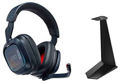 Logitech G Astro A30 LIGHTSPEED Wireless Gaming Headset PS5 + Gaming Folding Headset Stand, wireless headset and gaming accessories setup bundle for desktop - Blue