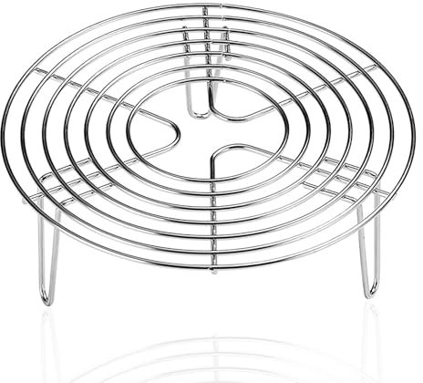 QEPQ Griglia di Raffreddamento Rotonda, Griglia per Cottura a Vapore in Acciaio Inox, Cremagliera del Vapore della Cucina, Supporto per Cottura a Vapore, per Cucinare Il Cibo (20 x 7cm)