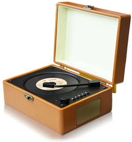Lecteur CD de Valise Vintage, Haut-parleurs Stéréo HiFi Portables pour, Lecteur de Musique CD de Style Rétro 5 W avec Télécommande pour la Maison, la Fête, la Chambre,