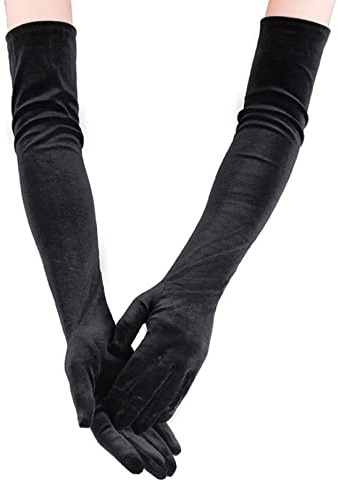 Amissz 1920er Lange Abendhandschuhe Ellenbogen Handschuhe 1920 Handschuhe Elegant Sexy Frauen Mädchen Hochzeit Abschlussball Party Oper Handschuhe