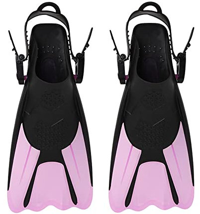 ENEN Schwimmflossen, Schnorchelflossen kurz Verstellbare Flossen für Kinder Erwachsene zum Schnorcheln, Schwimmen (L(passend für Größe 39-43),Rosa)