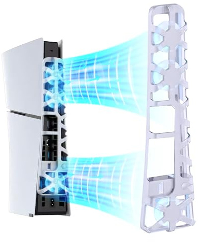 ECHZOVE Cooling Fan for NEW PS5 Silm Accessories, Upgraded Quiet Cooler Fan with USB3.0 Hubs, Efficient Cooling System with LED Light for New PS5 Disc and Digital Edition(White)