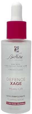 BioNike Defence XAGE - Hyalu-Lift Siero Viso Rimpolpante e Antirughe con Acido Ialuronico Idratante, Dona Tono, Volume e Compattezza al Viso, Texture in Gel a Rapido Assorbimento, 30 ml
