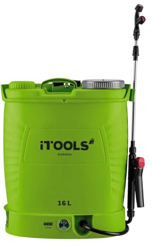 ITOOLS - Pulverizador eléctrico con batería 16L 12V 8Ah Presión 6 Bar Lanza Inox + Accesorios