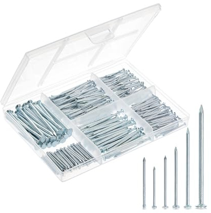 Mr. Pen Assortiment d'ongles, 400 pièces, 6 tailles, argent, petits clous pour accrocher des photos, clous de finition, clous muraux à suspendre, clous à épingles, clous assortis, clous galvanisés