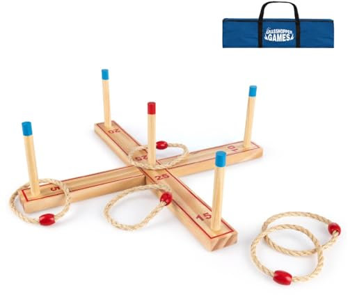 Grasshopper Games | Ring Toss Game, Wooden Garden Game Set, Interactive Outdoor Game for Kids and Adults