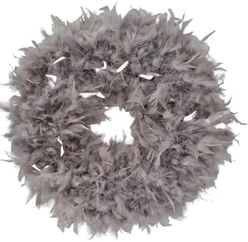 CREAFLOR HOME Federkranz Dekokranz Federn Taupe hellgrau 50-55cm