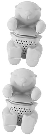 OUNONA 2pcs Cute Otter Shape Tea Infuser for Loose Leaf Tea Otter Leaf Filter Kitchen Tool Grey