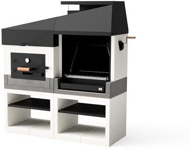 TUOZI - Outdoor-Küche Kitaway Otte Grill + Holzofen, Argentinischer Grillrost - 168 x 63 x 192 cm