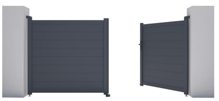 Vente-unique-Gartentor Flügeltor Doppeltor - 305 x 150 cm - voll - Aluminium - Anthrazit - NAZARIO