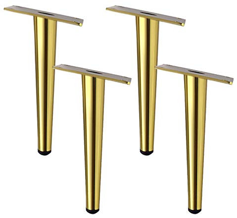 Möbelbeine Möbelbeine Aus Metall Tischfüße Konische Beine Sofabeine Aus Eisen Ersatzmöbelbeine, Für Schrankständer Couch Ottomane Couchtisch, Mit Schrauben, 4Er Pack, Golden (Neigung 60 Cm) (Neig..
