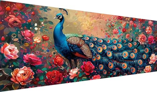 Blume Diamond Painting Groß XXL 250x100cm, Basteln Erwachsene Diamond Painting Set, 5D DIY Pfau Diamant Painting Bilder Erwachsene, Diamond Painting Set mit Zubehör für Zimmer Wand Deko und Geschenke