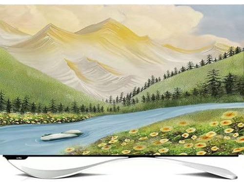 TV Screen Cover 24-75In, Tv Dust Cover, Polyester Fabric Smooth Screen Protector, Indoor Landscape Printing, He TV Cover Is Universal for Desktop/Wall Mount/Curved Surfaces A4,49in