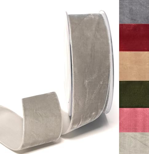 s.dekoda Dekoband Samt 8m x 40mm Hellgrau Grau Samtband Samtborte Schleifenband [DS 3648-750]