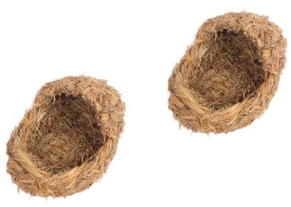 BESPORTBLE 2 STK Haustierbett Aus Stroh Geflochtene Strohhütte Meerschweinchen Bett Kaninchen Heimtierbedarf Gewebte Strohweben Haustiernest Handgefertigte Tierbedarf Grasbett Berggras Yellow