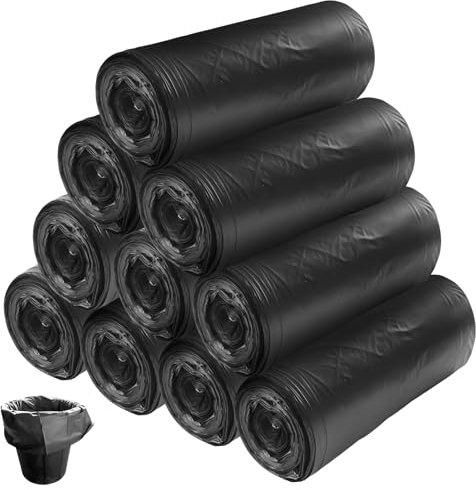 Lot de 200 sacs poubelle de 20 l, recyclables, pour la cuisine, particulièrement résistants et imperméables, pour la collecte des déchets résiduels et des déchets recyclables, 50 x 40 cm, noirs