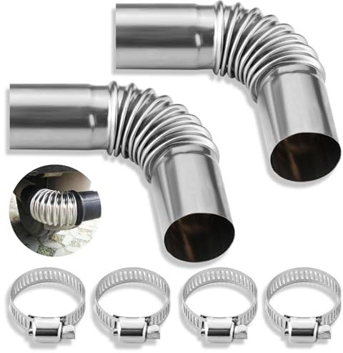 2 Piezas Tubo Escape del Calentador Auxiliar Tubo Escape del Automóvil Acero Inoxidable de 24 mm con Abrazadera Manguera Accesorios del Calentador Auxiliar Adecuado para Sistemas de Escape