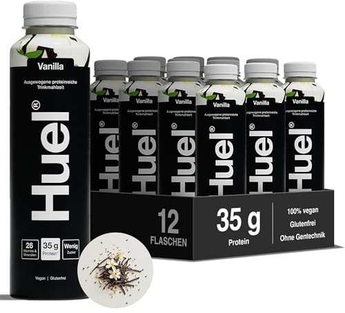 Huel Black Edition Drink Vanilla, proteinreiche Trinkmahlzeit für unterwegs - 12 x 500 ml - 35 g Protein, Reich an Vitamin D, gesunden Fettsäuren & Kalzium, Plant-based, Geschmack Vanille