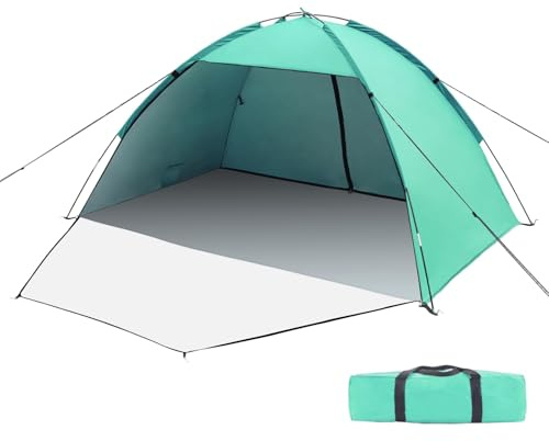 Strandsnäcka, UV-skydd 50 + familjetält, XXL, strandmussla, fram- och bakdörr med dragkedja, insynsskydd, ventilation, vindskydd, solskydd, strandtält, liten förpackningsstorlek för strand, trädgård