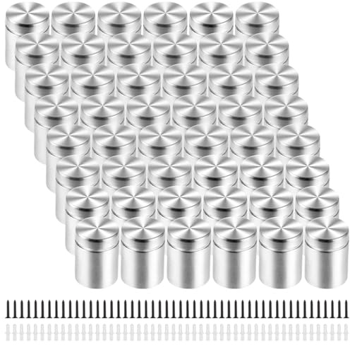 APACALI 50 Stück Edelstahl Wand Abstandshalter, 19 x 25mm Werbeschraube Nagel Schilder Abstandshalter Schilderhalter für Montieren und Befestigung Glas Spiegel Acryl Poster Bilderrahmen