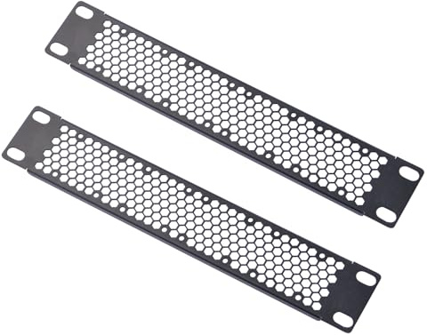 GeeekPi 10 inch 1U Vented Blank Panel, Rack Mount Plate for DeskPi RackMate T0/T1/T2/T0 Plus/T1 Plus/TL1 Network Rack & 10-inch Server Rack (Black 2Pack)