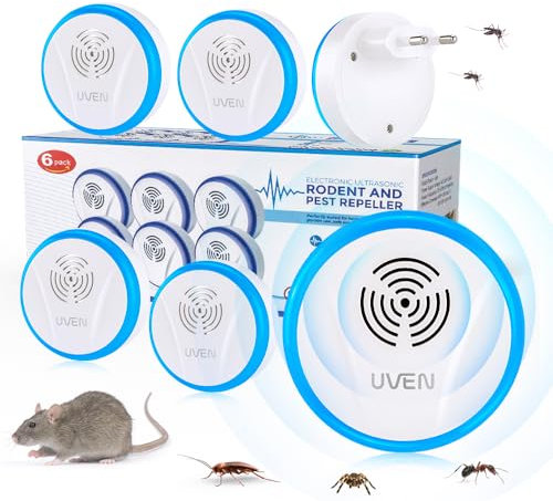 Ultraschall Rattenabwehr 6 Stück Ultraschall Mäuseabwehr Mäuseschreck Innenräumen Plug-in Ultraschall Schädlingsbekämpfer Pest Repeller für Ratten Mücken Mäuse Nagetiere Kakerlaken Wespen Flöhe
