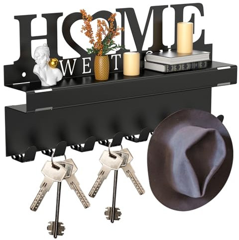 Legpador Schlüsselbrett mit Ablage, Schlüsselhaken mit 8 Haken, Schlüsselboard, Schlüsselhalter, Schlüsselablage, Schlüsselaufbewahrung, Schlüsselleiste, Schlüsselaufhänger, Schlüsselanhänger