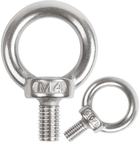 huruirui 10pcs Anillos de Elevación M4 Cáncamos Pernos Acero Inoxidable 304 Tornillos Argolla Pernos de Ojo para Fijación de Suspensión