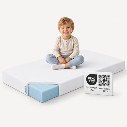 Arensberger Nora Matelas pour enfant et bébé, 70 x 140 cm, hauteur 12 cm, housse lavable et amovible, mousse gel à élasticité ponctuelle, housse de qualité supérieure